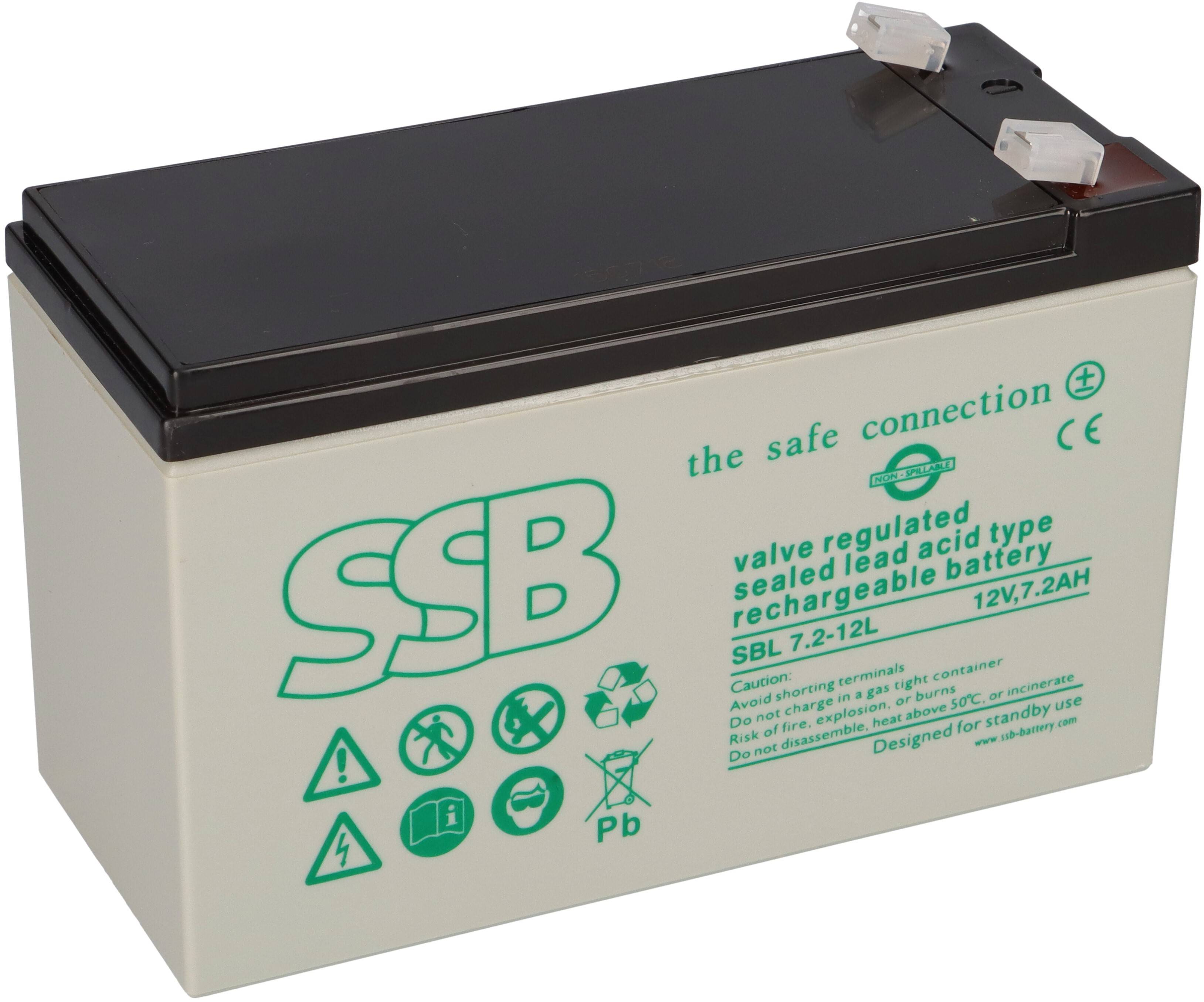 SSB Battery SBL7.2-12L AGM Bleiakku 12 V 7,2 Ah T2/Faston 6,3 mm