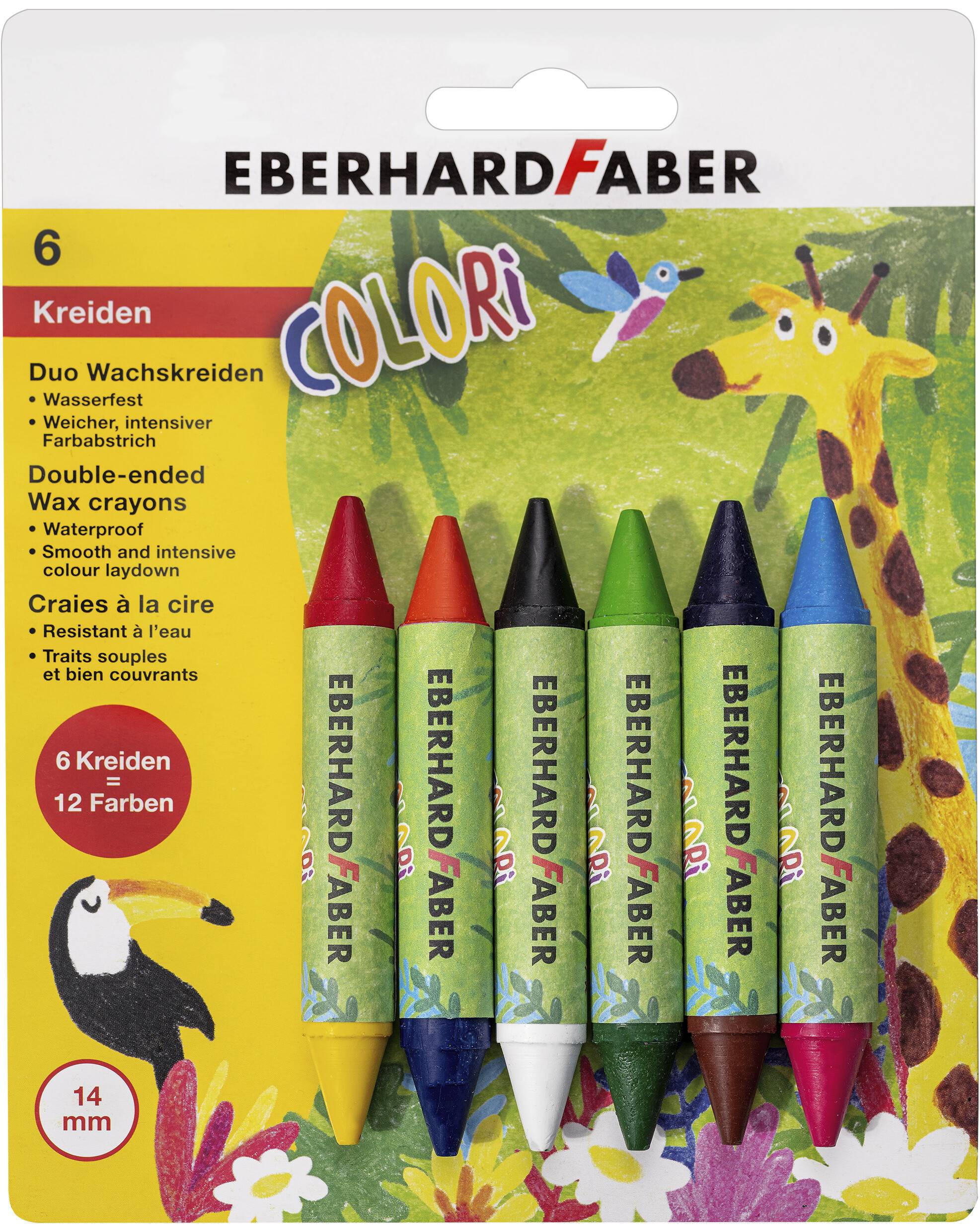 Colori Wachsmalkreiden Duo Blisterkarte mit 6 Kreiden, rund