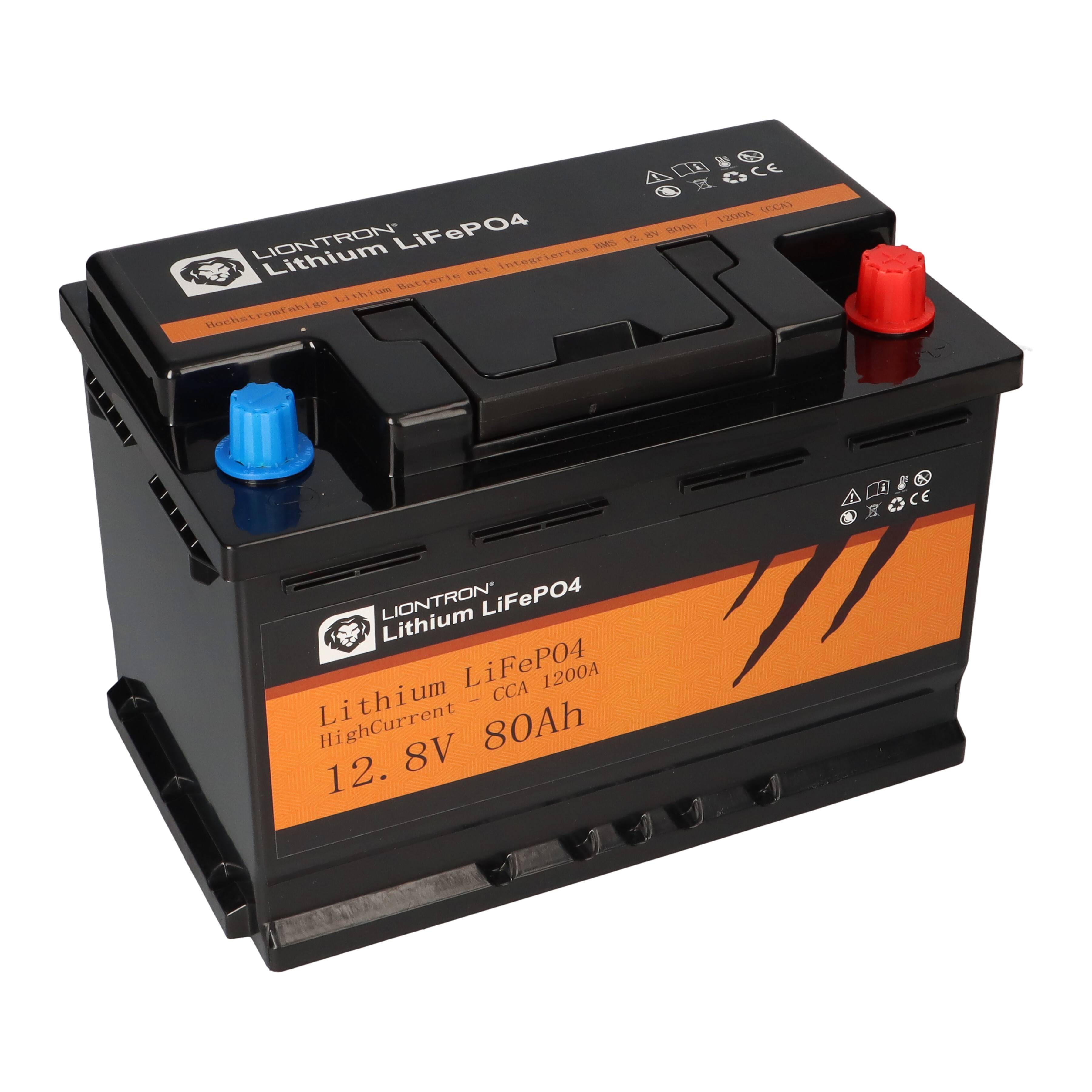 LIONTRON LiFePO4 Akku 12,8V 80Ah HighCurrent 1200 A CCA mit BMS