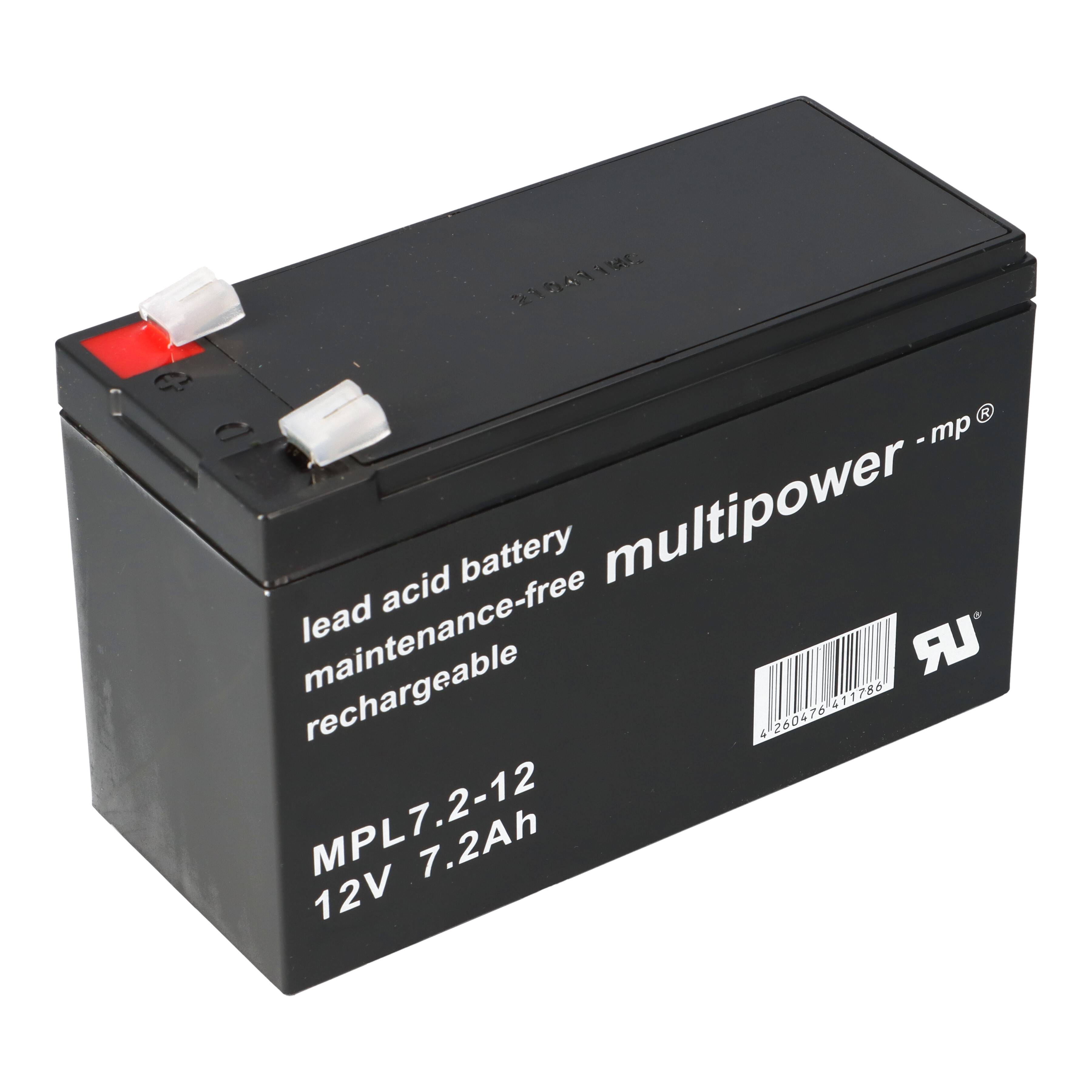 Multipower MPL7,2-12 AGM Longlife-Bleiakku 12V 7,2Ah – F6,3 mm