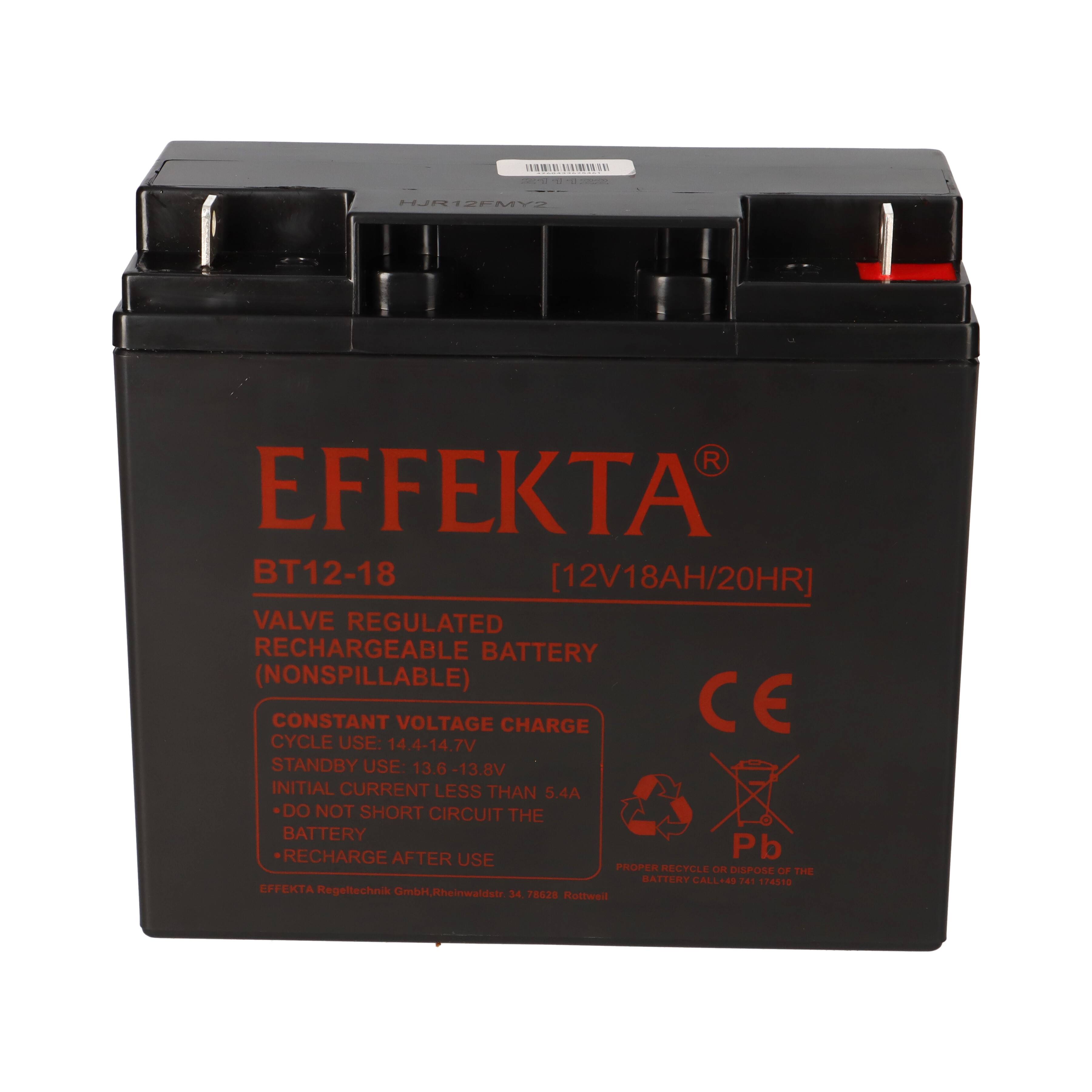Effekta BT 12-18 Blei-Vlies Akku AGM VRLA 12V 18Ah