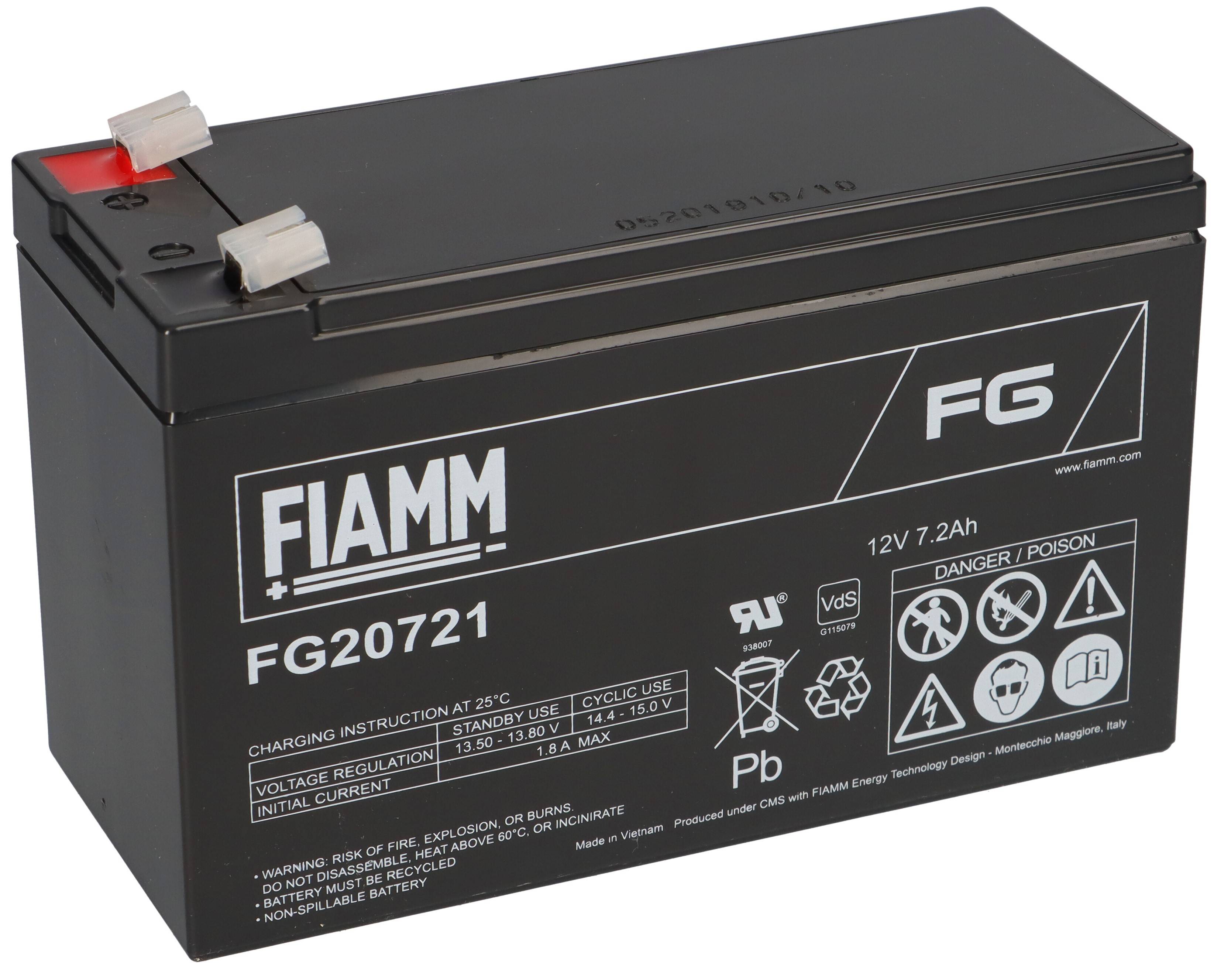 Fiamm Blei-Akku FG20721 Pb 12V / 7,2Ah Faston 4,8