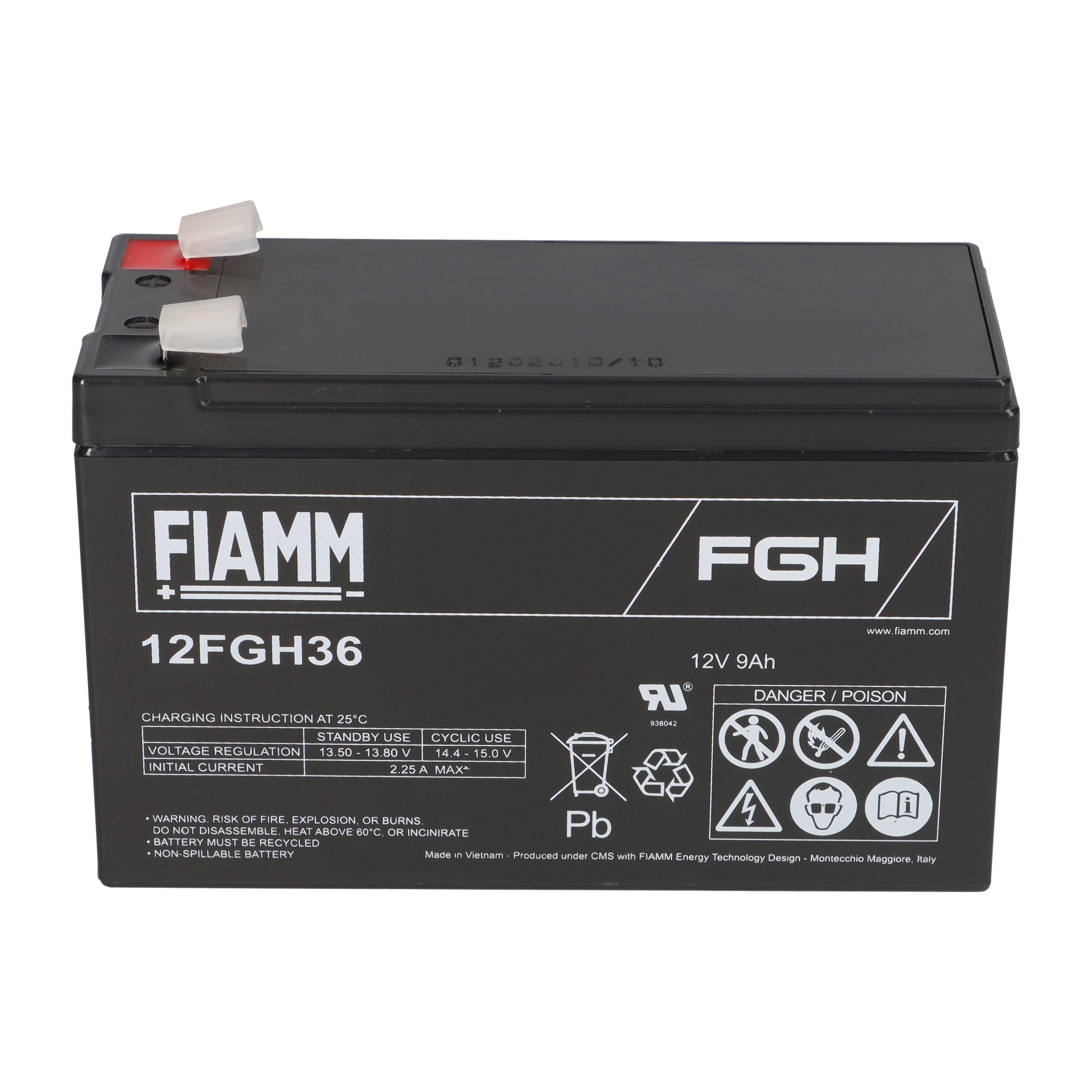 FIAMM 12FGH36 High-Rate AGM Bleiakku 12V 9Ah T2 / Faston 6,3 mm
