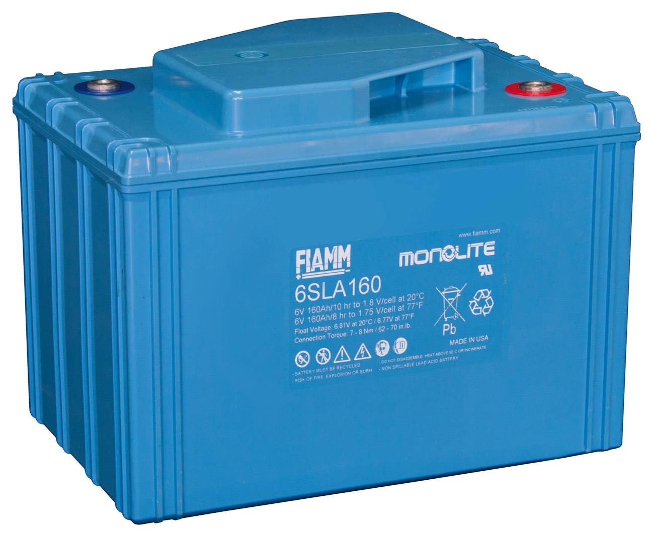 Fiamm Blei-Akku 6SLA160 MonoLite 6V 160Ah M8 Innengewinde