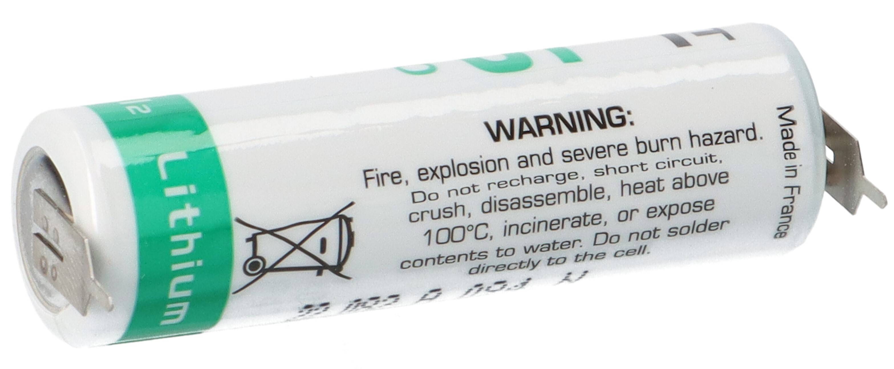 Saft Lithium 3,6V Batterie LS14500-2PF AA - pin +/-