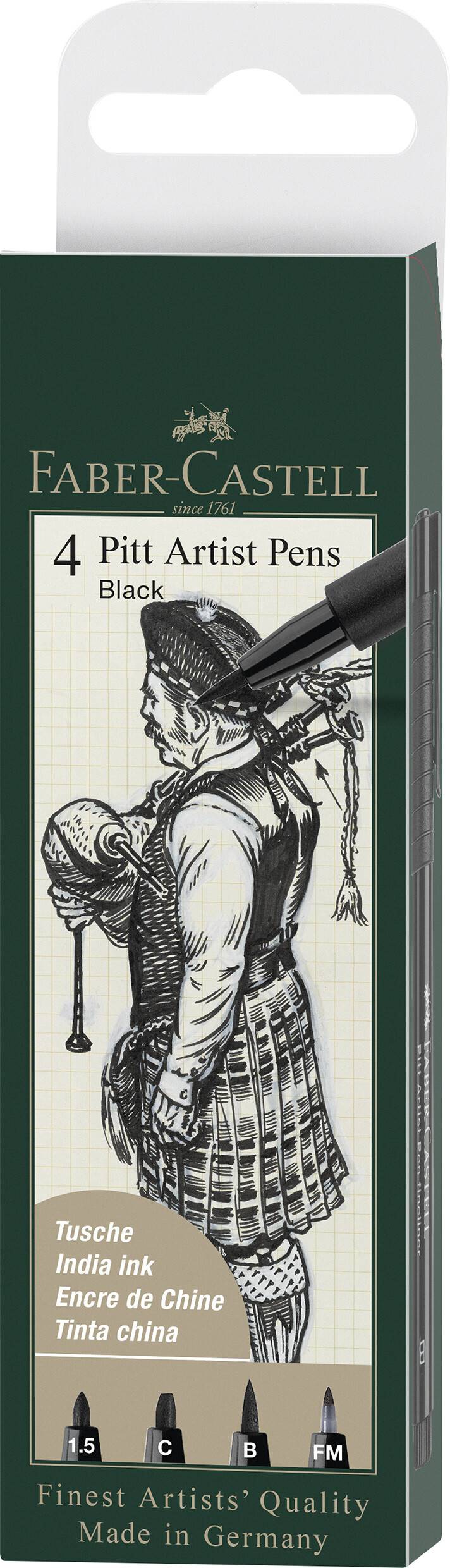 Pitt Artist Pen 4er-Etui wasserfest permanent