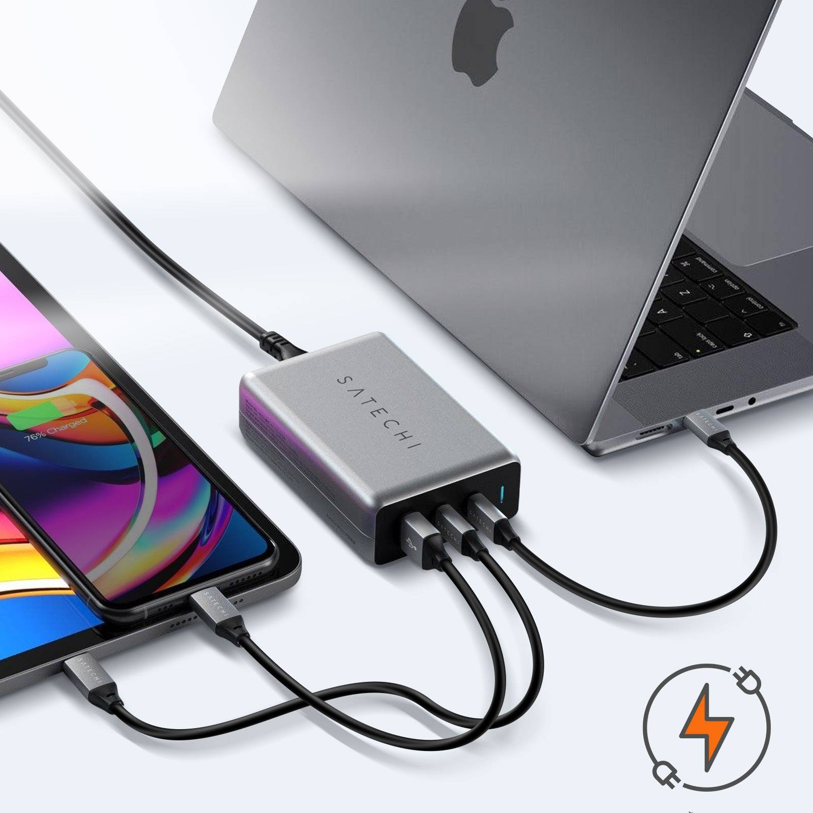 Satechi ST-TC100GM-EU - Auto - AC - Grau - 100 W - 2 x USB-C - 1 x USB-A - space