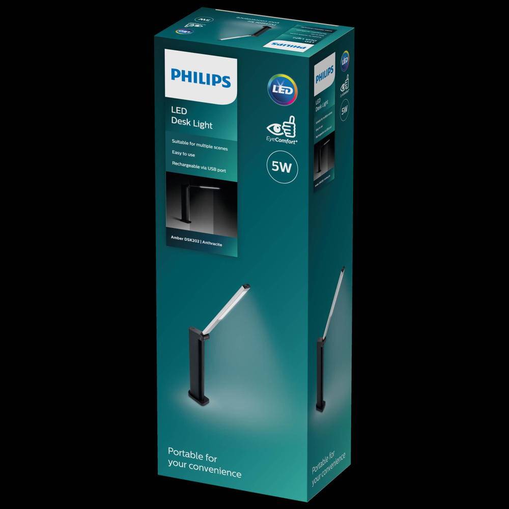 PHILIPS - Amber Akku-Tischleuchte USB 5W schwarz 120lm