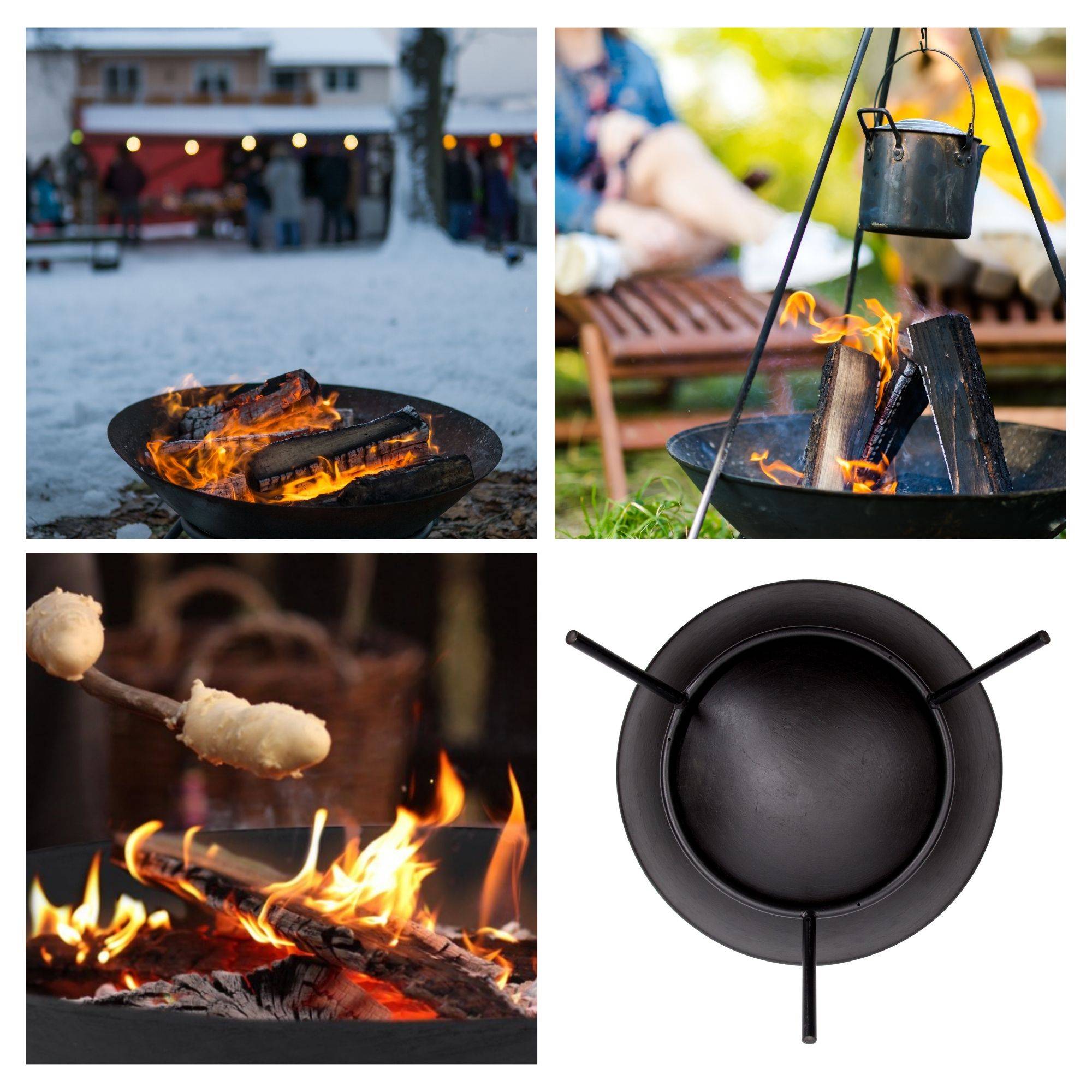 Perel Feuerschale 56x26 cm Schwarz