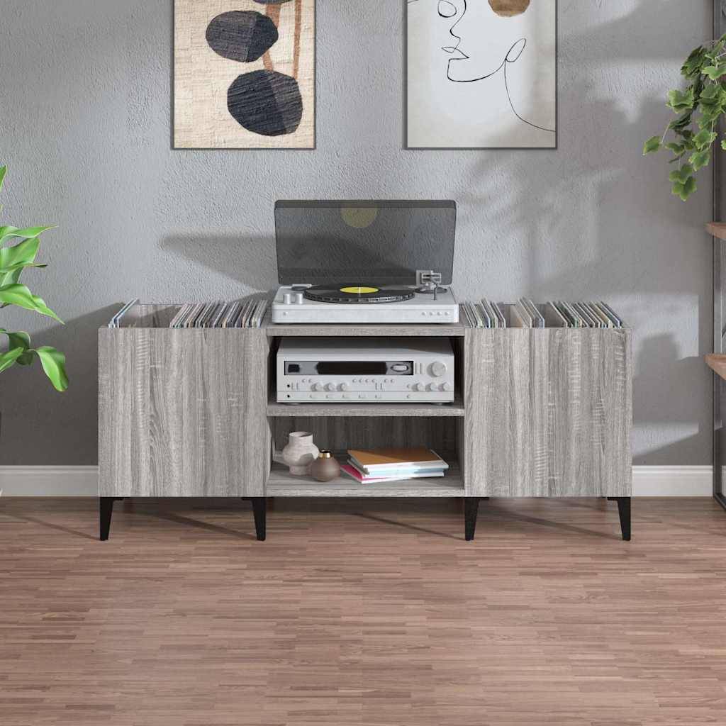 vidaXL Plattenschrank Grau Sonoma 121x38x48 cm Holzwerkstoff