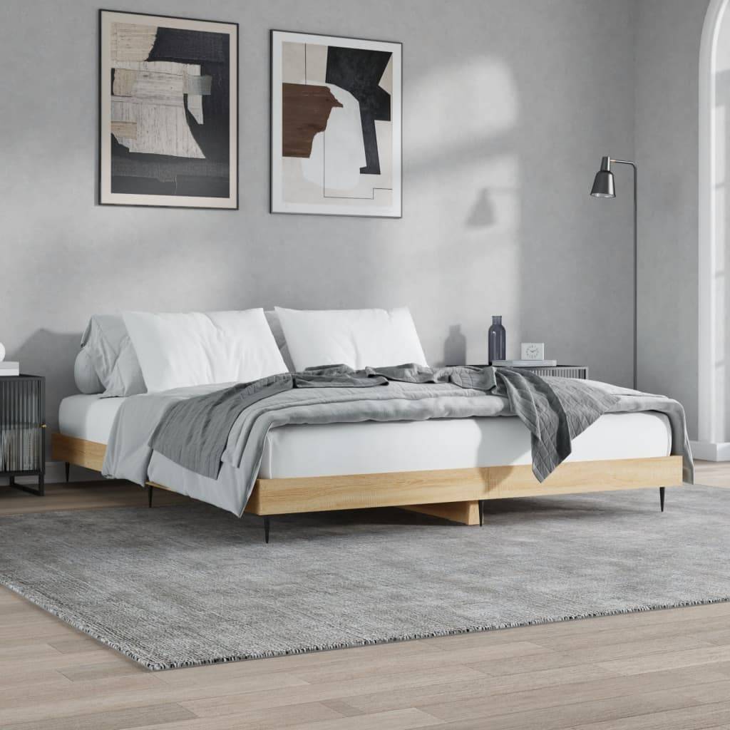 vidaXL Bettgestell ohne Matratze Sonoma-Eiche 140x200 cm Holzwerkstoff
