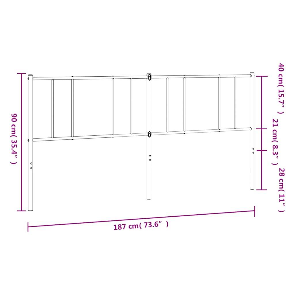vidaXL Kopfteil Metall Schwarz 180 cm
