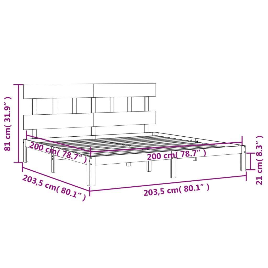 vidaXL Massivholzbett mit Kopfteil Honigbraun 200x200 cm