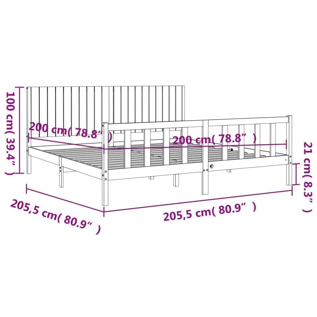 vidaXL Massivholzbett mit Kopfteil Schwarz 200x200 cm