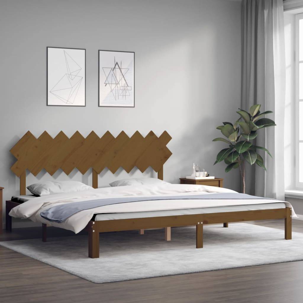 vidaXL Massivholzbett mit Kopfteil Honigbraun 200x200 cm