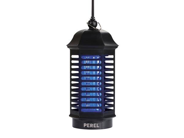 Perel Insektenvernichter, elektrisch, UV-LED, Hochspannungsgitter 1000 V, abnehmbare Auffangschale, 25 m², Schwarz