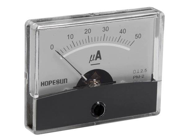 Analoges einbau-strommessgerät 50 µa dc / 60 x 47 mm