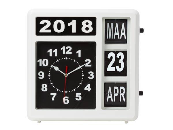 Klappzahlen-wanduhr mit kalendar 31 x 31 cm niederländisch