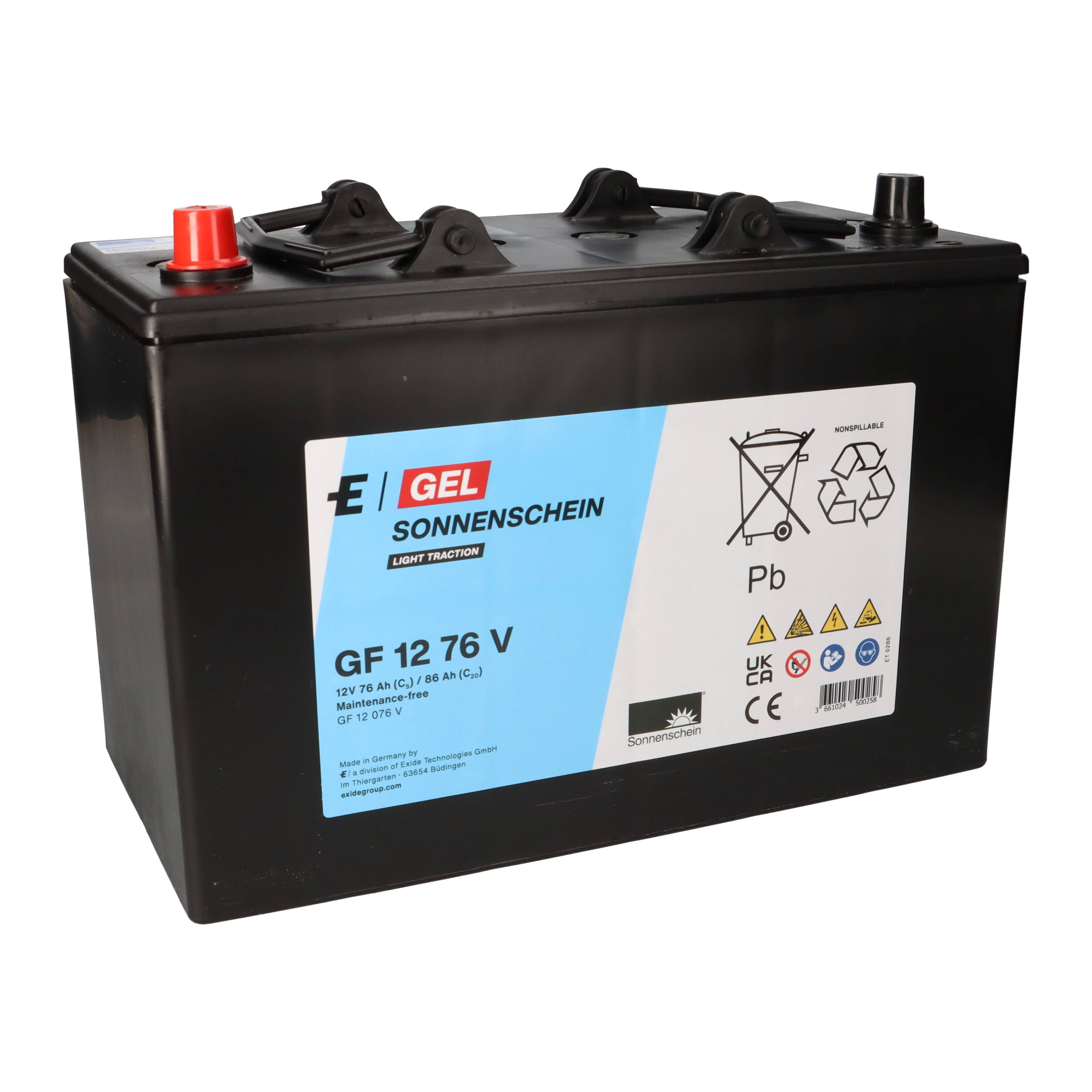 Exide Sonnenschein GF 12 076 V dryfit Blei Gel Antriebsbatterie 12V 76Ah (5h) VRLA