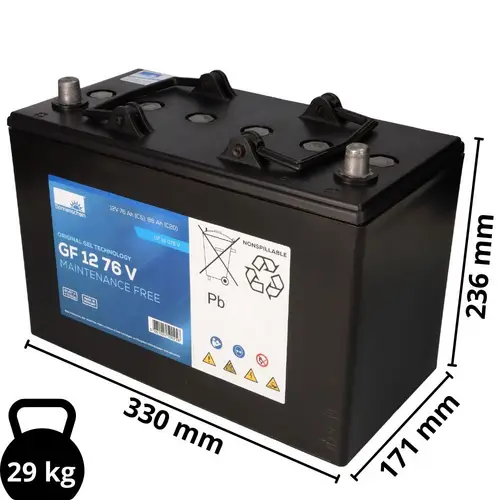 Exide Sonnenschein GF 12 076 V dryfit Blei Gel Antriebsbatterie 12V 76Ah (5h) VRLA Exide Sonnenschein GF 12 076 V dryfit Blei Gel Antriebsbatterie 12V 76Ah (5h) VRLA