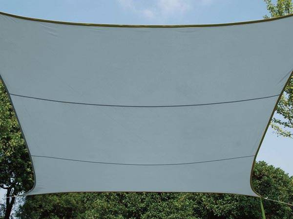 Perel Sonnensegel, wasserabweisend, 4 x 3 m, 160 g/m², Polyester, Rechteck, Hellgrau