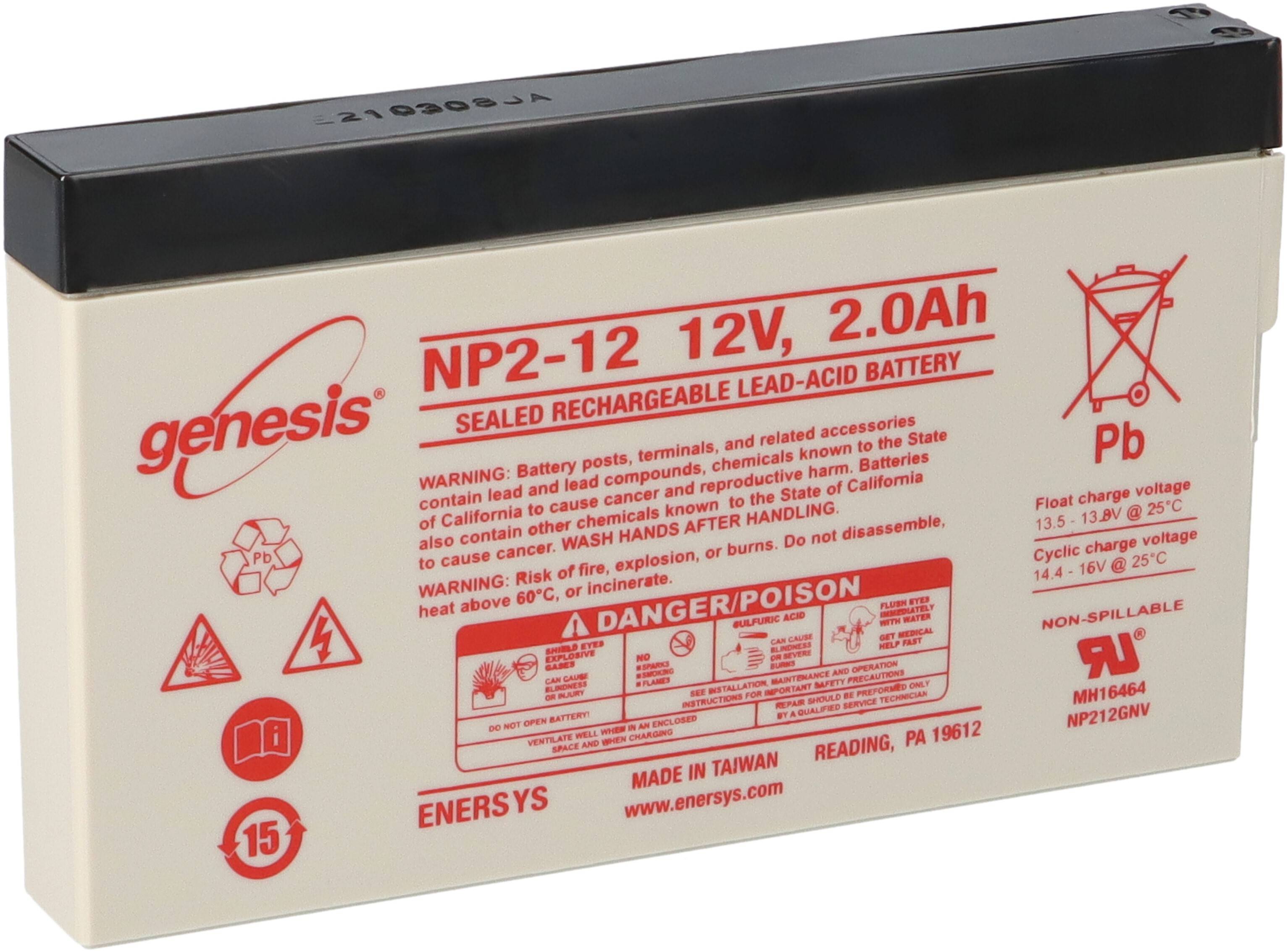 Genesis NP2-12 12V 2Ah Faston 4,8mm AGM Blei Akku