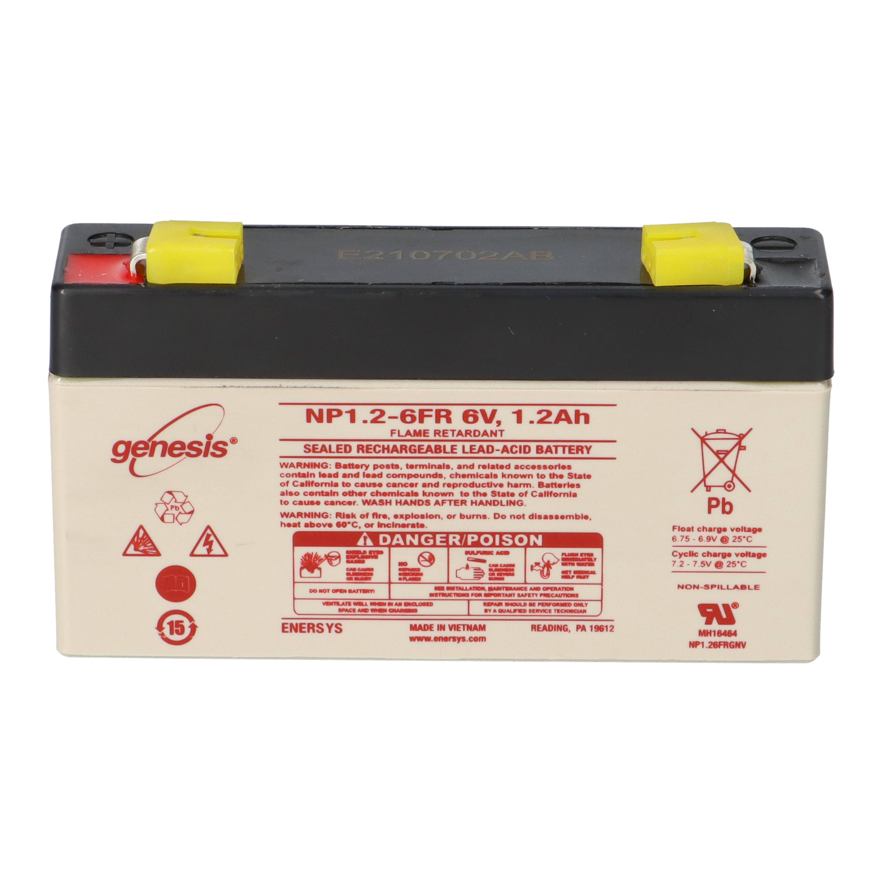 Enersys Genesis NP1.2-6 6V 1,2Ah 4,8mm Faston AGM Akku