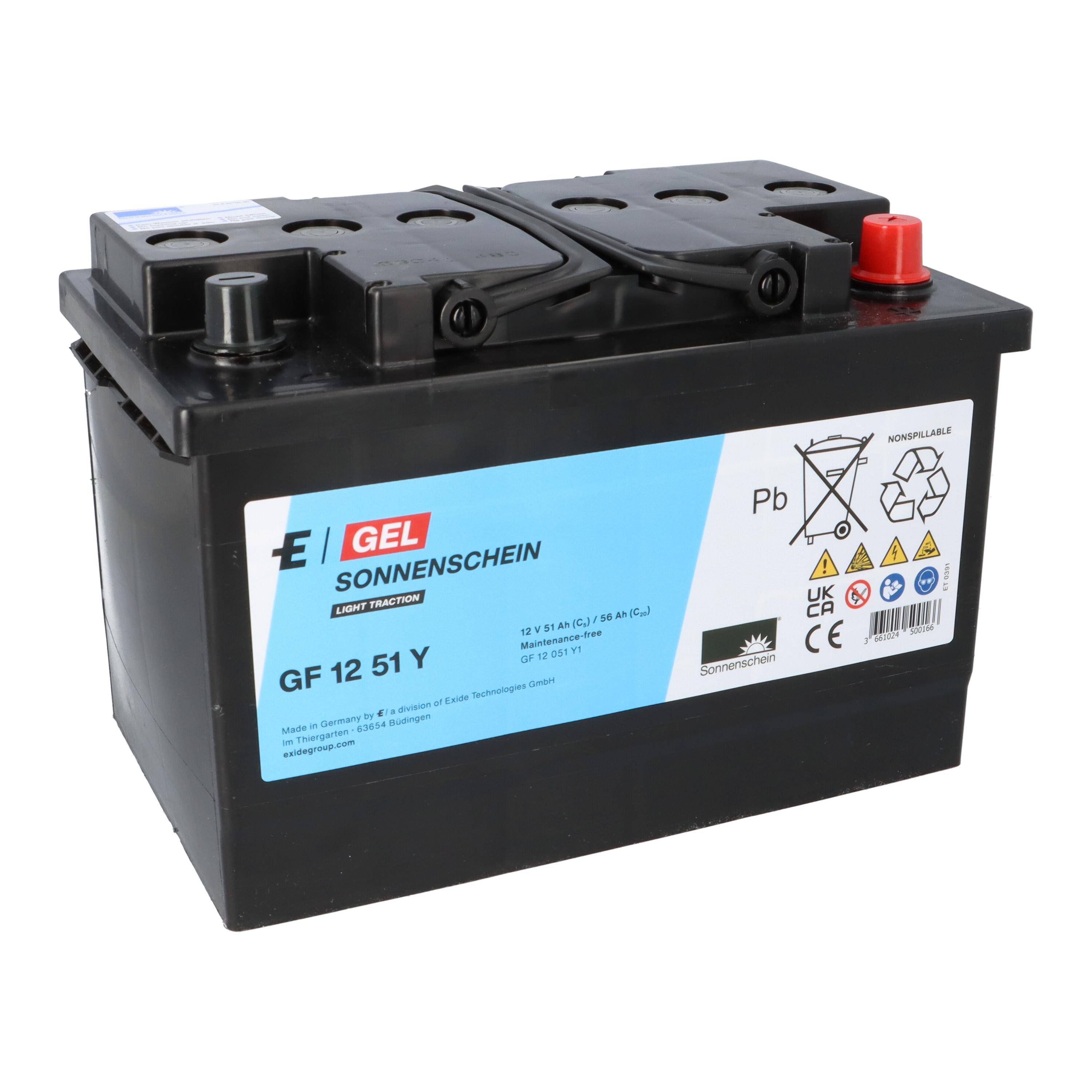 Exide Sonnenschein GF 12 051 Y 1 dryfit Blei Gel Antriebsbatterie 12V 51Ah (5h) VRLA