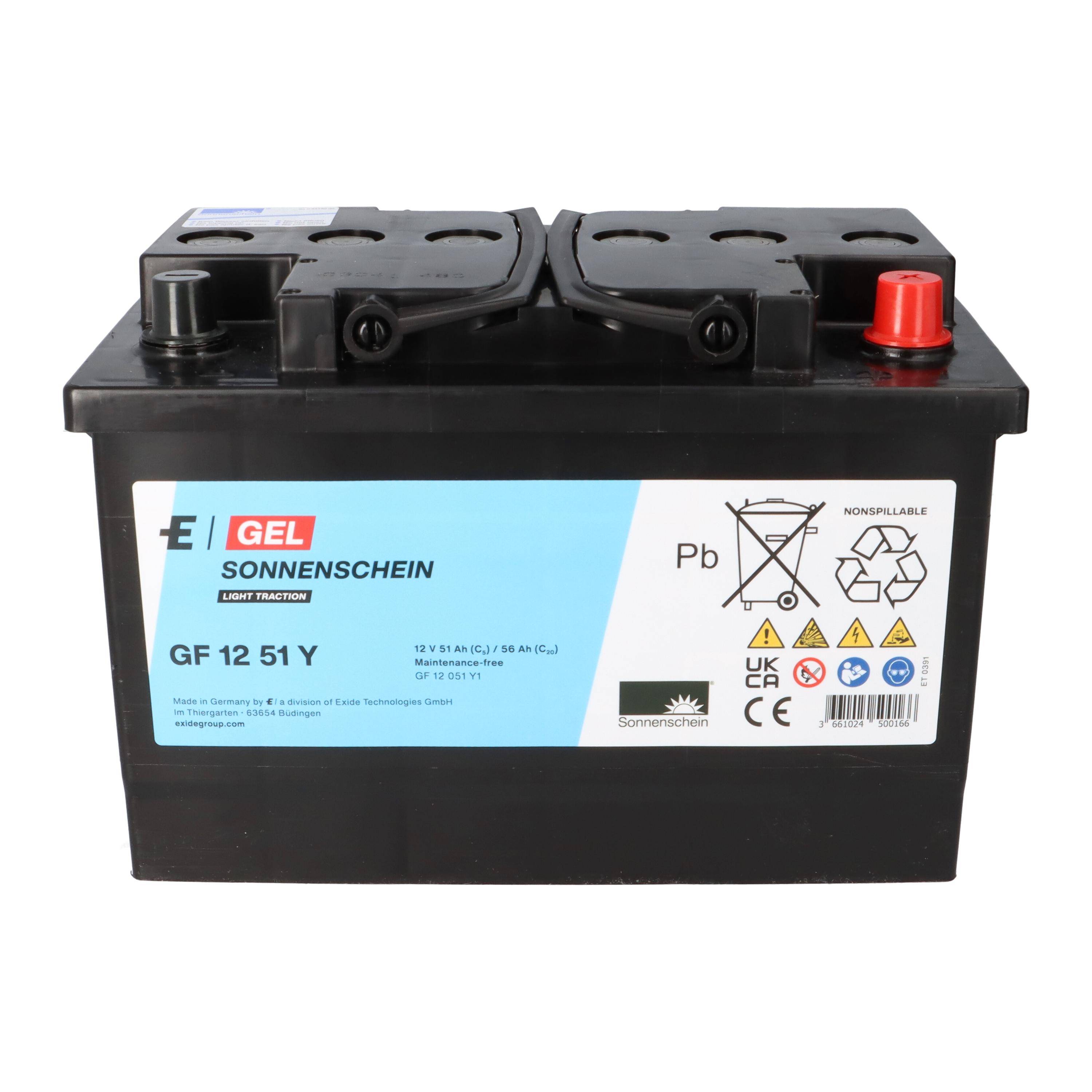 Exide Sonnenschein GF 12 051 Y 1 dryfit Blei Gel Antriebsbatterie 12V 51Ah (5h) VRLA