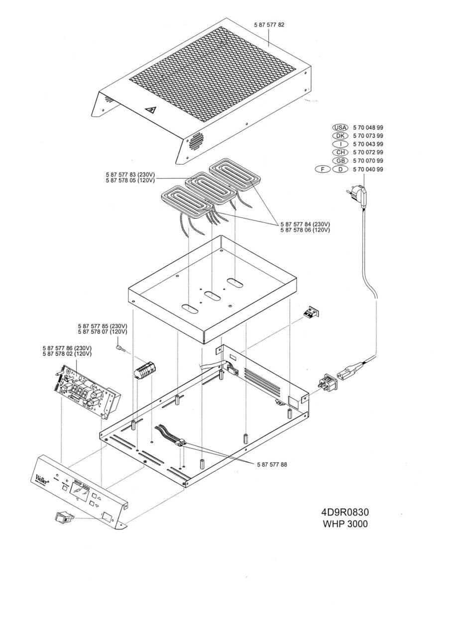 WHP-3000 / 1200 Watt Infrarotvorheizplatte, mit Easy Fix Leiterplattenhalter
