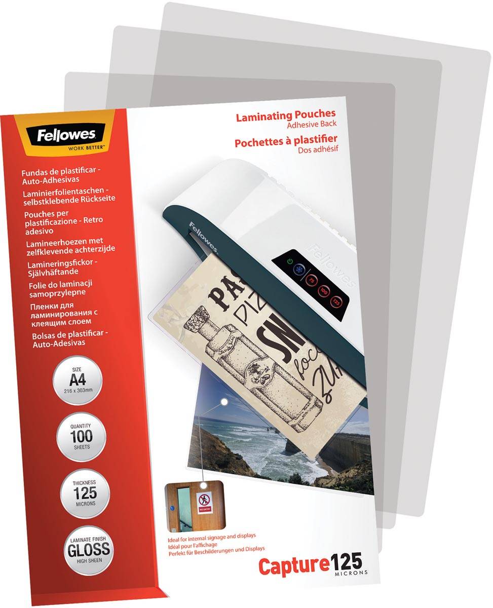 Fellowes Laminierfolientasche, selbstklebend, A4, 250 mic (5328901)