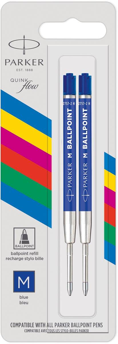 Parker Quinkflow - Blau - Medium - Blau - Edelstahl - Kugelschreiber - Sichtverpackung - 2 Stück(e)