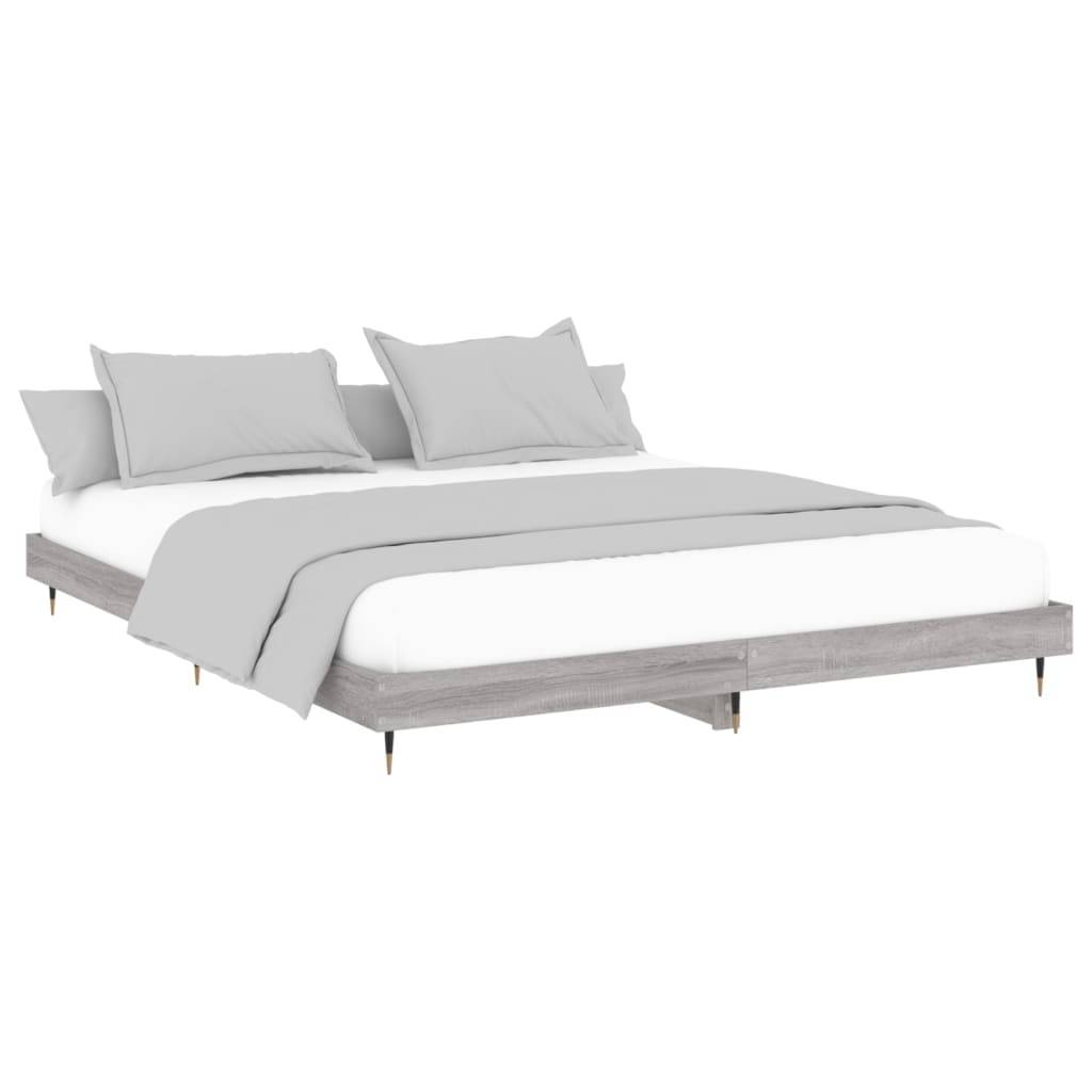 vidaXL Bettgestell Grau Sonoma 120x200 cm Holzwerkstoff