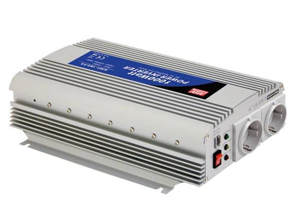MEANWELL - DC-AC-WECHSELRICHTER - MODIFIZIERTE SINUSWELLE - 12 V - 1000 W - SCHUTZKONTAKT-STECKDOSE (STECKER-TYP F)