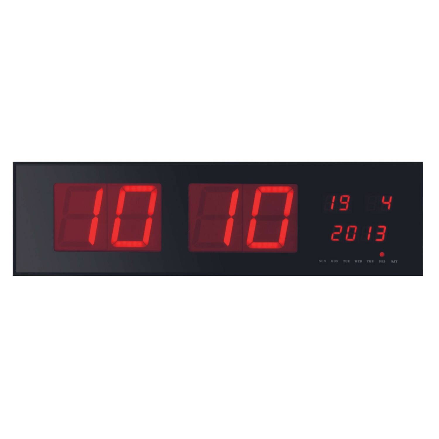 Perel Wanduhr mit LED-Display, digital, Schwarz, Rot