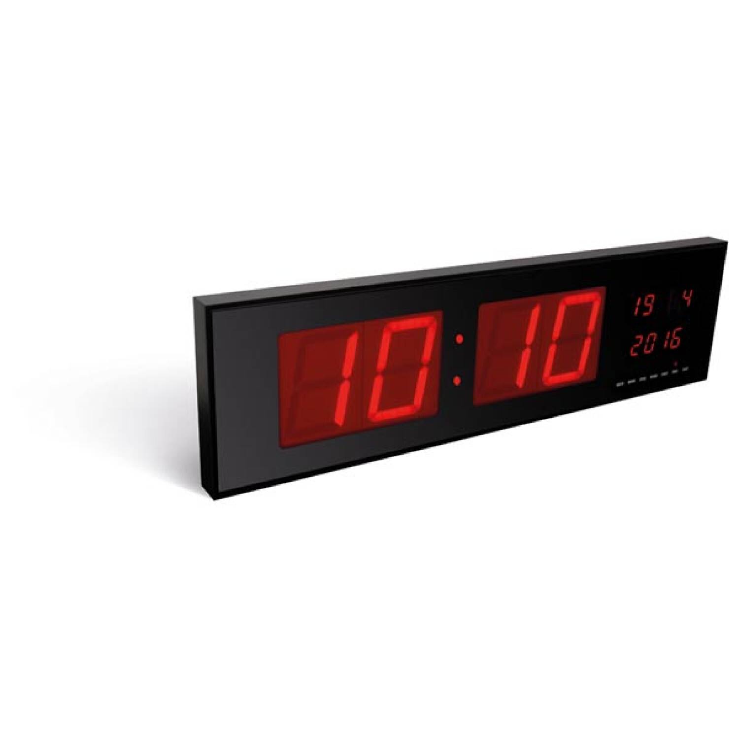 Perel Wanduhr mit LED-Display, digital, Schwarz, Rot
