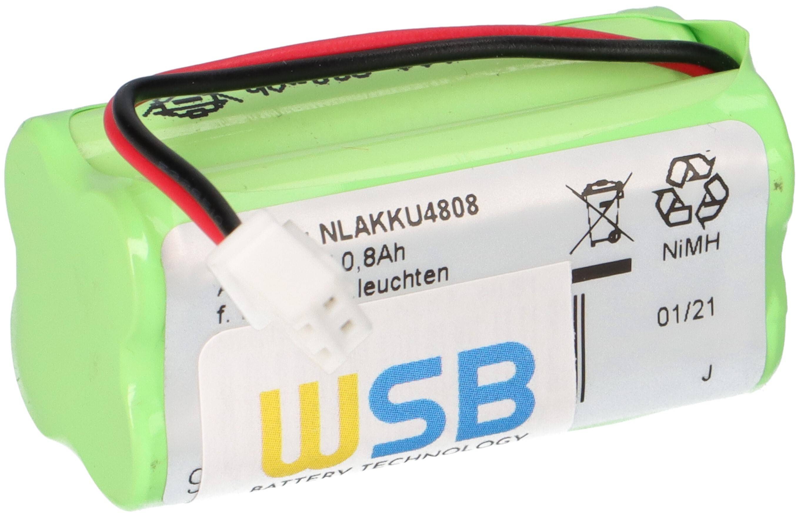 4,8V 900mAh AAA Ni-MH F2x2 Notleuchten Akkupack Kabel und Stecker