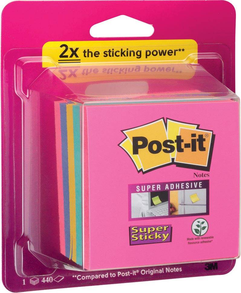 Post-it Super Sticky Würfel Rainbow Collection f.sor. 440Bl.