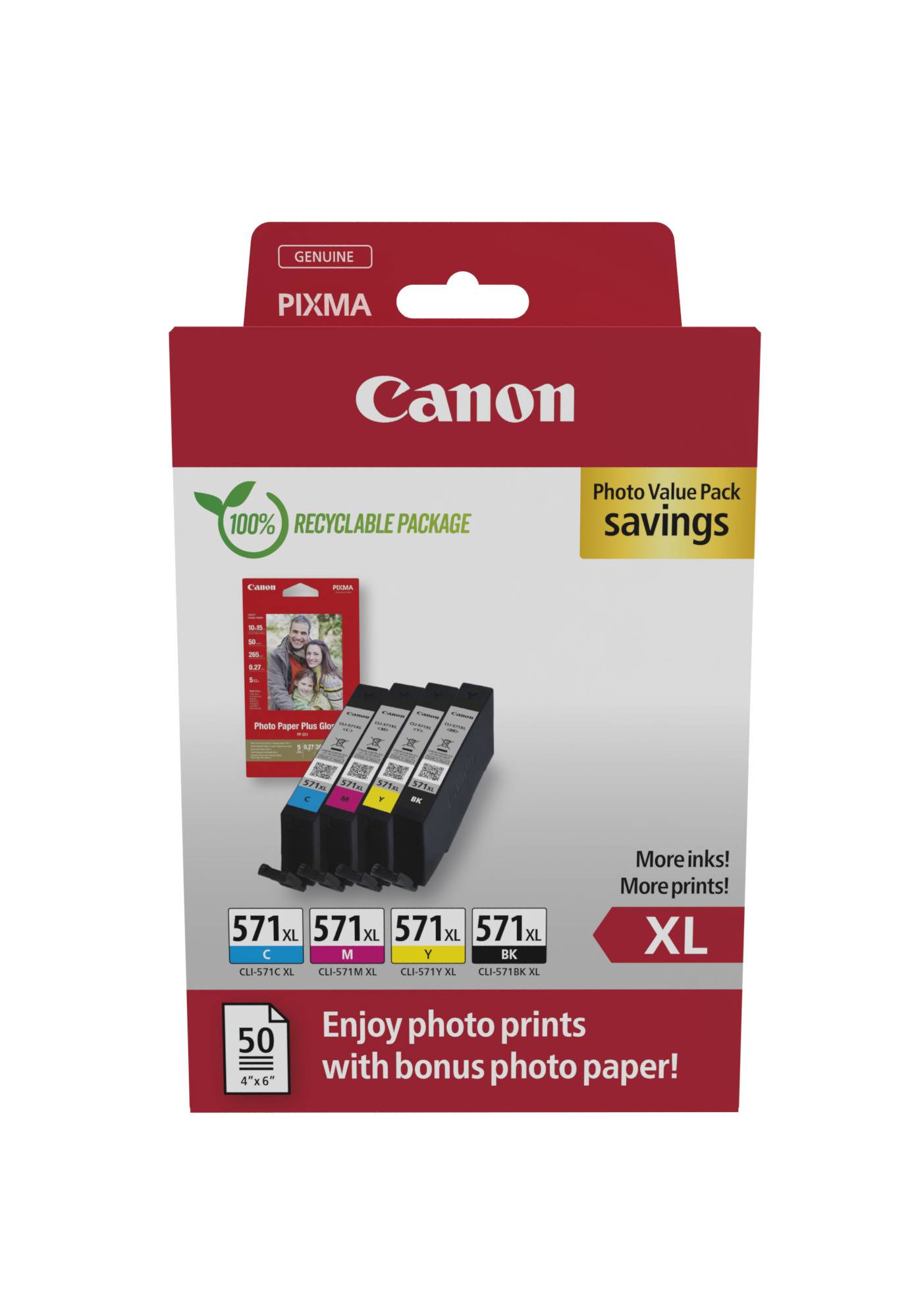 CANON Tinte + Fotopapier CLI571XL PIXMA / Valuepack bk/c/m/y11 ml - Hohe