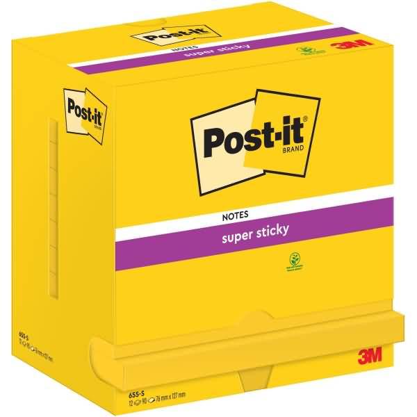 Post-it Haftnotizen super sticky notes, 127x76mm, ultra gelb
