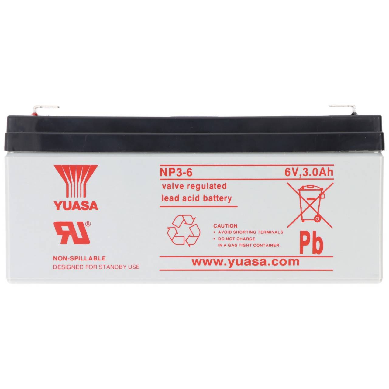 Yuasa NP3-6 Akku Blei PB 6 Volt 3Ah Faston 4,8mm