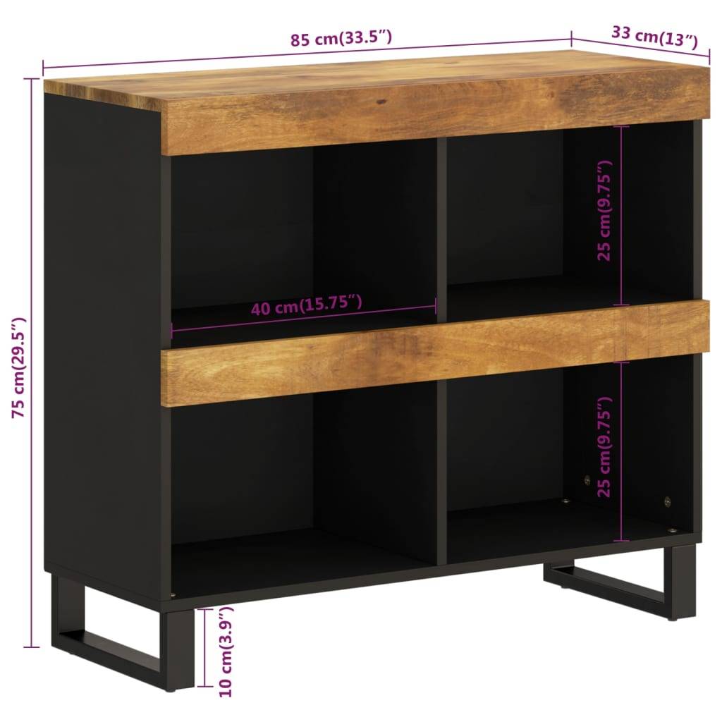 vidaXL Beistellschrank 85x33x75 cm Massivholz Mango