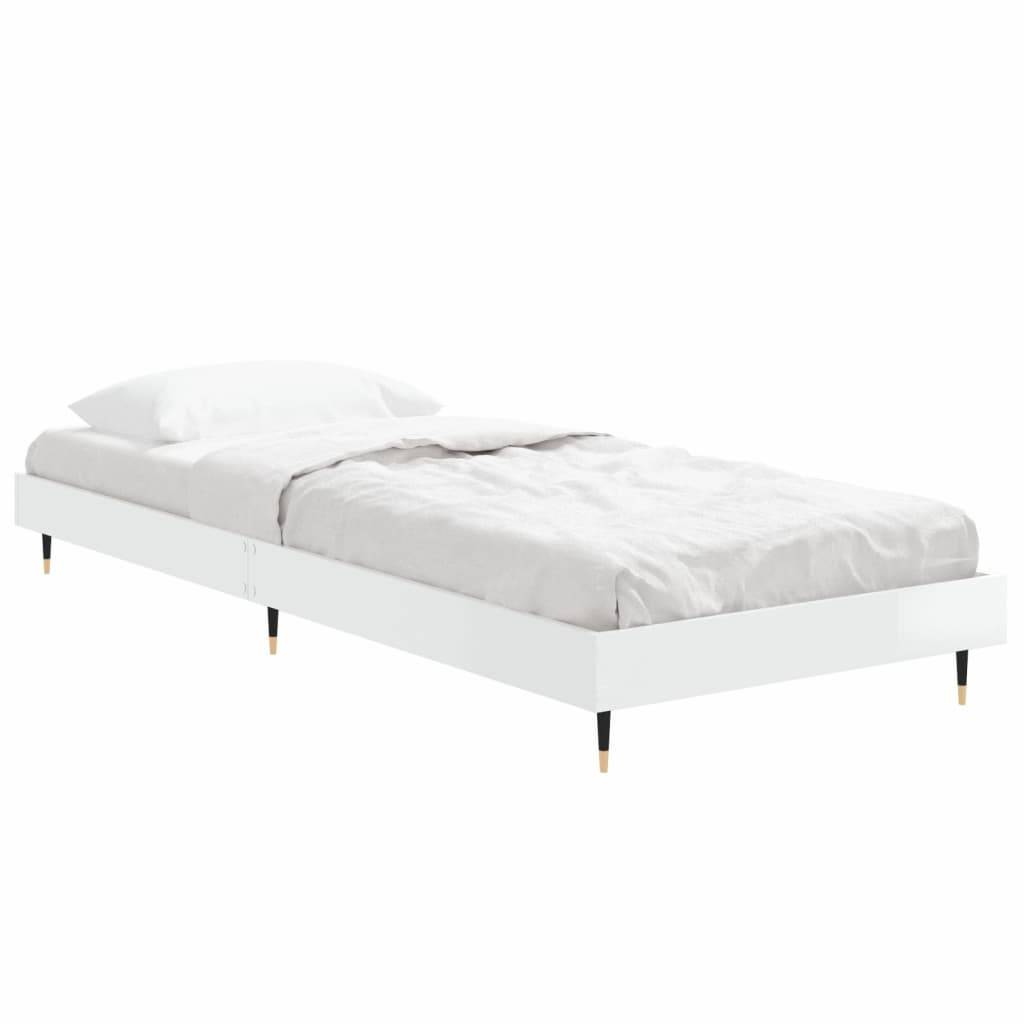 vidaXL Bettgestell Hochglanz-Weiß 75x190 cm Holzwerkstoff