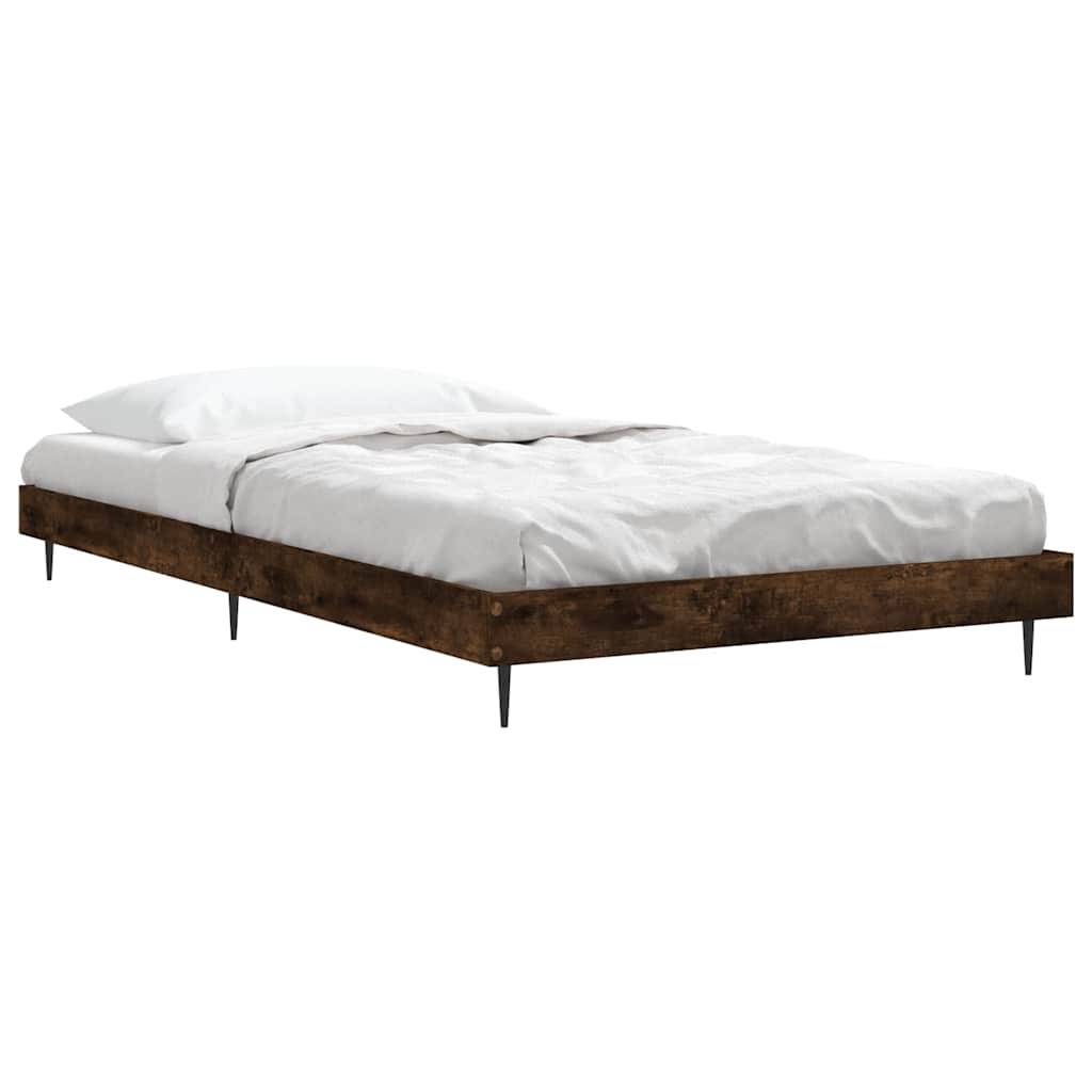 vidaXL Bettgestell ohne Matratze Räuchereiche 90x200 cm Holzwerkstoff