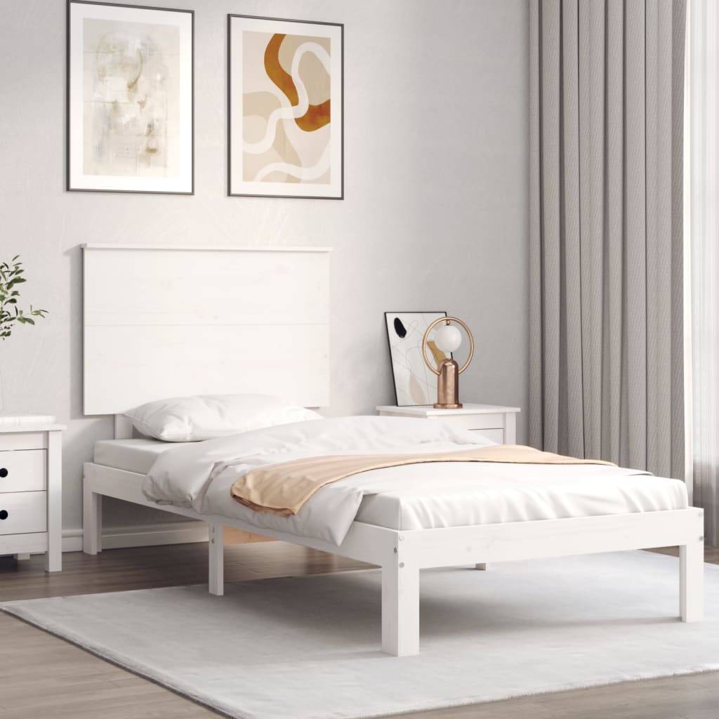vidaXL Massivholzbett ohne Matratze Weiß 90x200 cm Kiefernholz
