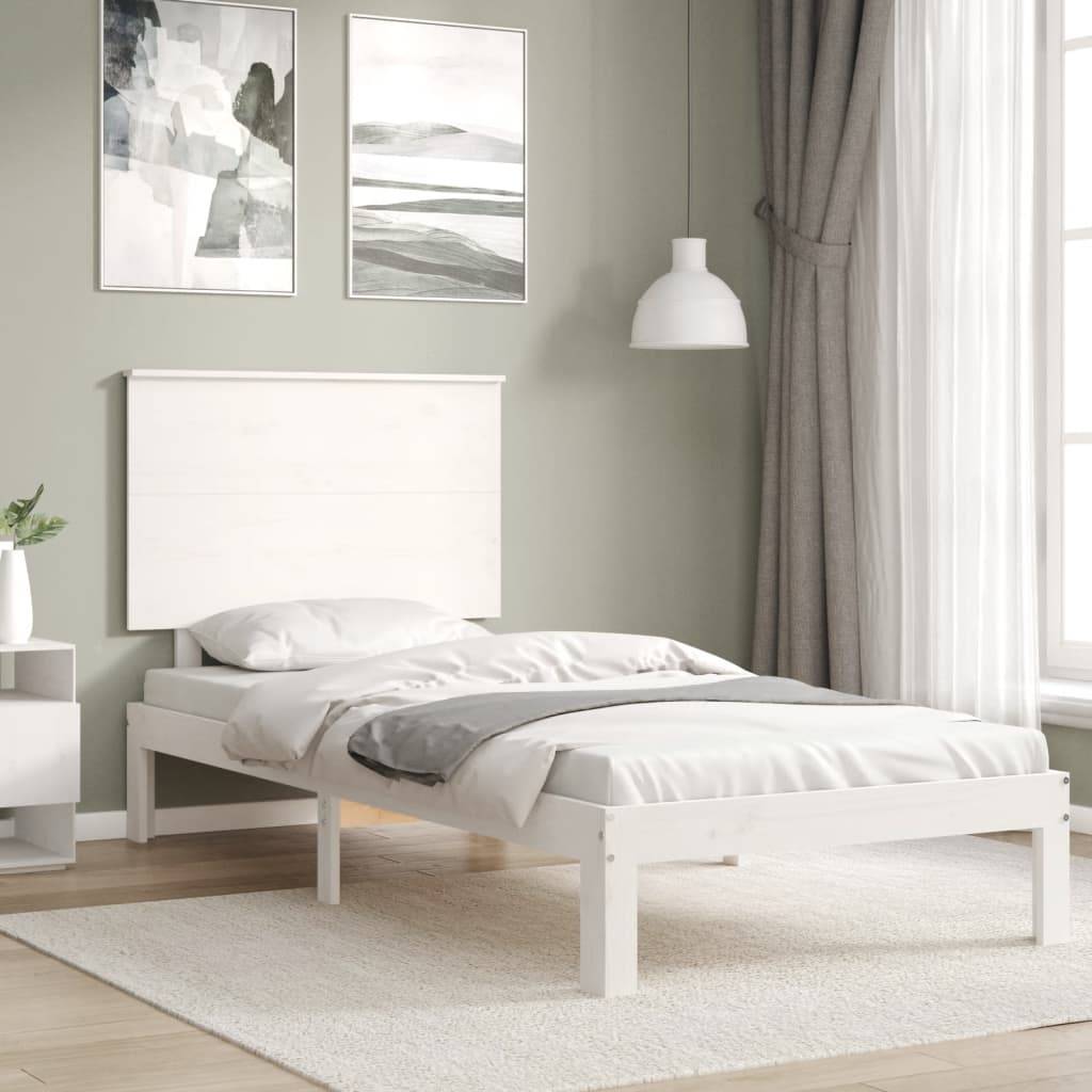 vidaXL Massivholzbett ohne Matratze Weiß 90x200 cm Kiefernholz