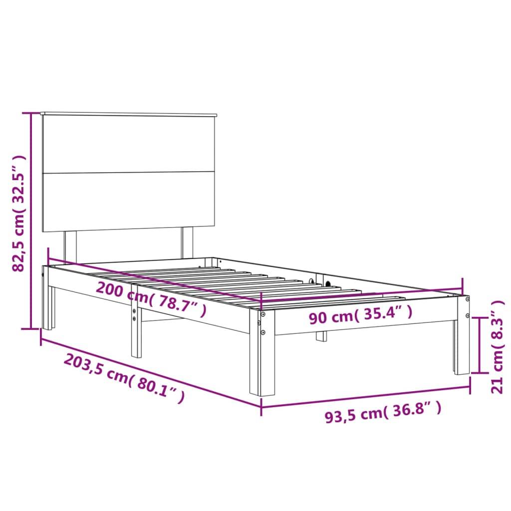 vidaXL Massivholzbett ohne Matratze Weiß 90x200 cm Kiefernholz