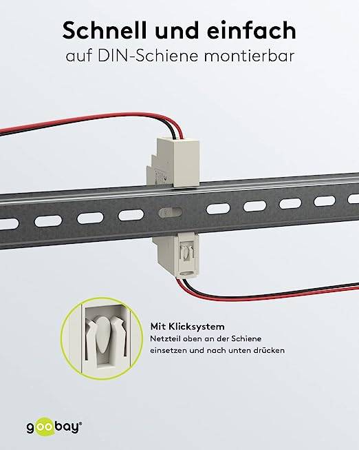 Goobay 59573 Hutschienen Netzteil 12V / 1,25A / 15W Trafo DIN Rail Hutschienennetzteil 1x Ausgang Türsprechanlage