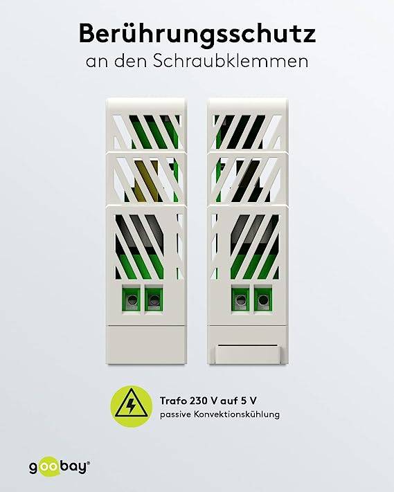 Goobay 59574 Hutschienen Netzteil 5V / 2,4A / 12W Trafo DIN Rail Hutschienennetzteil 1x Ausgang Türsprechanlage