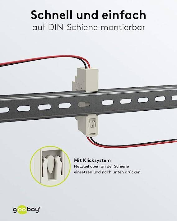 Goobay 59574 Hutschienen Netzteil 5V / 2,4A / 12W Trafo DIN Rail Hutschienennetzteil 1x Ausgang Türsprechanlage